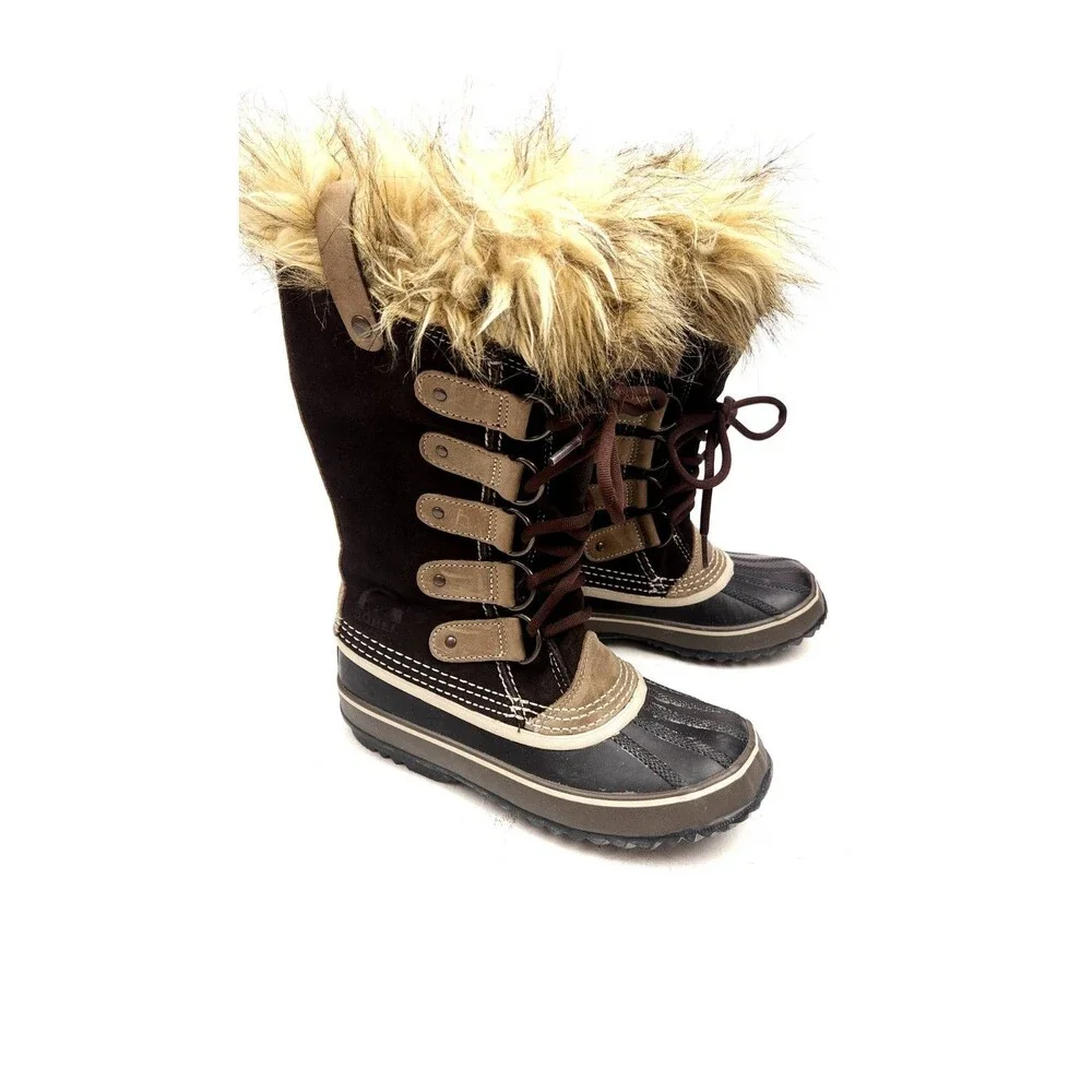 Sorel Joan of Arctic Faux Fur Brown Suede Boot US 5 Lace-Up Winter Snow Boots